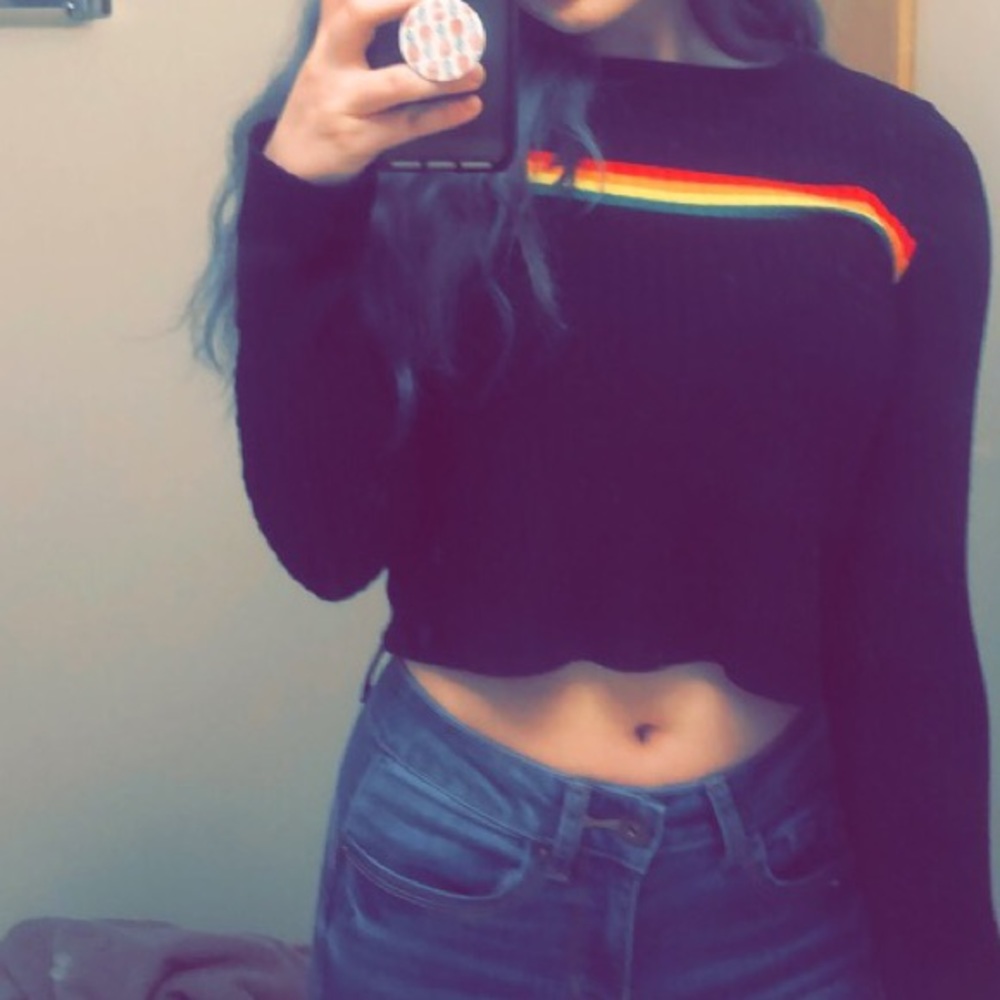 Rainbow stripe cropped sweater